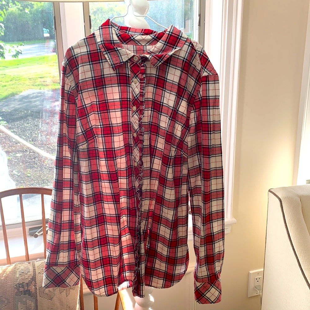 Red Plaid Button Down Shirt